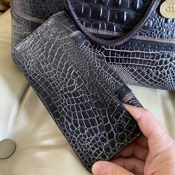 Vintage Brahmin Vivian Satchel & Wallet Set Melbourne Leather Tri-Color - Picture 12 of 15